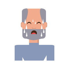 Man with heart attack face cartoon