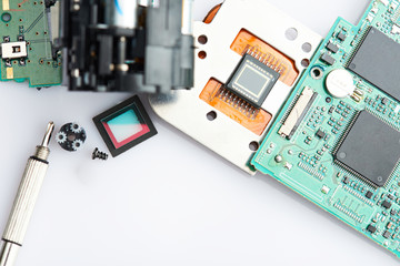 Dissassembled digital camera