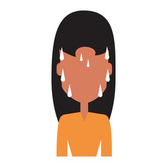 Woman with heart attack face over white background icon