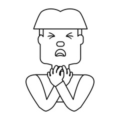 Man with heart attack face cartoon