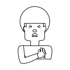 Man with heart attack face cartoon