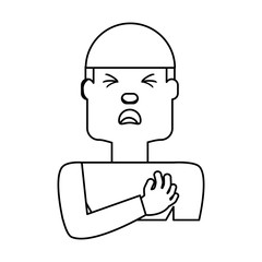 Man with heart attack face cartoon