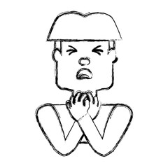 Man with heart attack face cartoon
