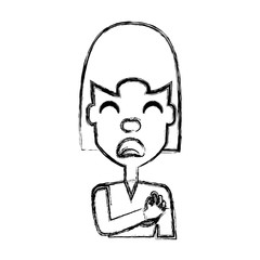 Woman with heart attack face