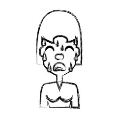 Woman with heart attack face