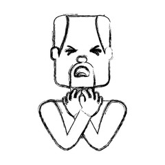 Man with heart attack face cartoon