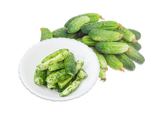 Lightly salted and freshly picked out cucumbers