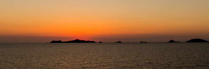Naklejka na ściany i meble Sunset on the sanguinary islands, near Ajaccio in Corsica