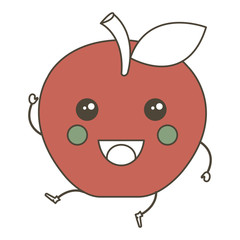 apple fresh fruit kawaii character