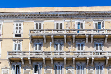 Façades in the old town of Ajaccio, Corsica