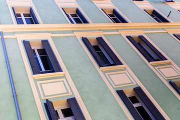 Façades in the old town of Ajaccio, Corsica