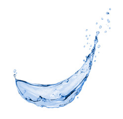 Splash van blauw water geïsoleerd op een witte achtergrond
