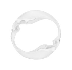 Splashes of milk in a circular motion, isolated on white background