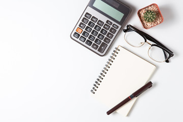 blank notebook with copy space on white background