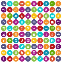 100 tourism icons set color