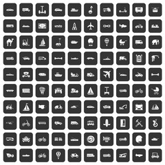 100 transport icons set black