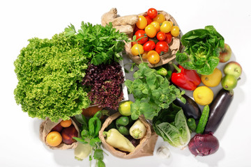 Set of ingredients for a healthy food on white background