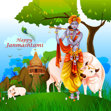 Happy Krishna Janmashtami background Stock Vector | Adobe Stock
