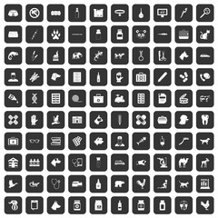 100 veterinary icons set black