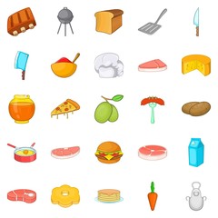 Fototapeta na wymiar Meat icons set, cartoon style