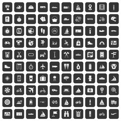 100 voyage icons set black