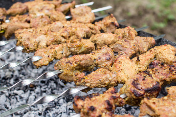 Process of cooking shish kebab