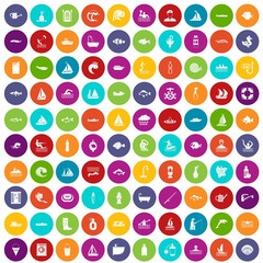 100 water icons set color