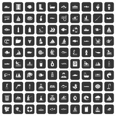 100 water icons set black