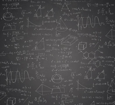 mathematical formula and statistic math on blackboard for background.