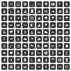 100 water sport icons set black