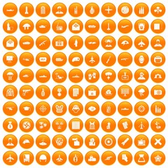 100 military journalist icons set orange