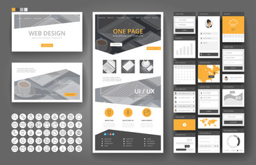 Website design template and interface elements