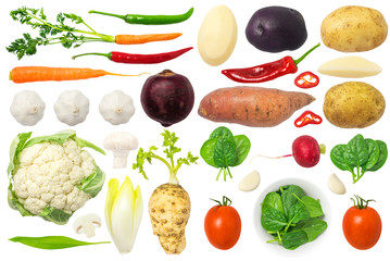 Légumes isolés sur fond blanc Set 3