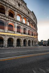 Colosseum at sunset, Rome. Rome best known architecture and landmark. Rome Colosseum is one of the main attractions of Rome and Italy