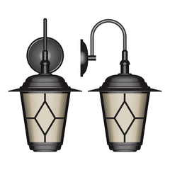 Vector illustration of a wall lamp. Front and side views