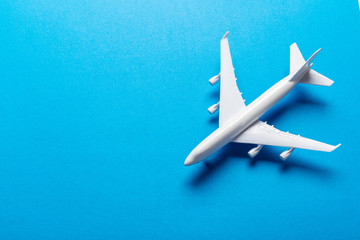 Fototapeta na wymiar Miniature airplane travel theme