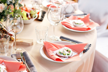Elegant table setting in wedding