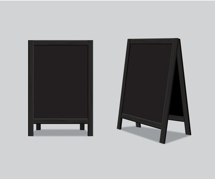 Vector wooden black menu announcement board.