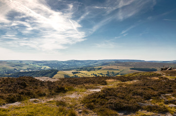 The moor  and beautiful landscape from Stanage Edge in the Peak District, Derbyshire