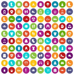 100 rags icons set color