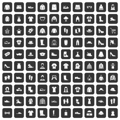100 rags icons set black