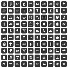 100 rain icons set black