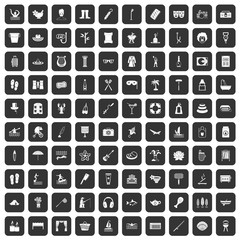 100 recreation icons set black