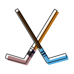 two crossed hockey sticks equipment match game