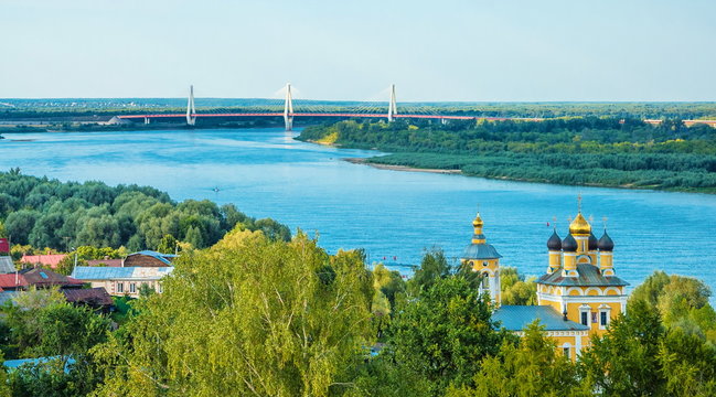 The ancient Russian city of Murom on the bank of the river Oka