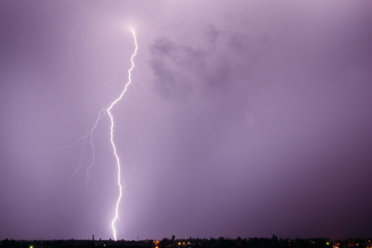 Lightning bolt in a stormy sky