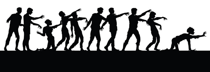 Obraz premium Vector silhouettes of zombies isolated on white background
