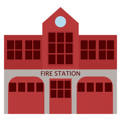 Fire station department building icon, vector illustration flat style design isolated on white. Colorful graphics