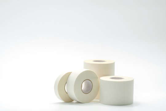 Various size of sport bandage tapes collection on white background