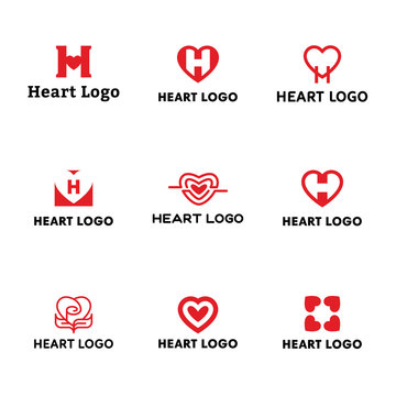 Heart Logo Vector Icon Set